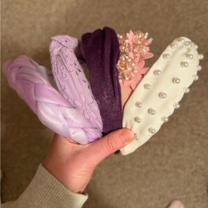 Set of Stylish Headbands in Purple, Pink, and Cream